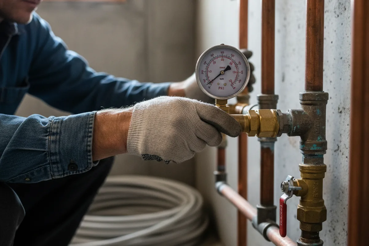 Pressure testing a repaired line during Water Line Repair in Michigan City